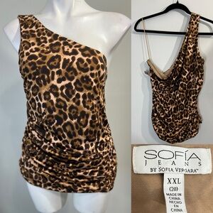 Sofia Vergara‎ One-Shoulder Top plus size XXL Leopard Print